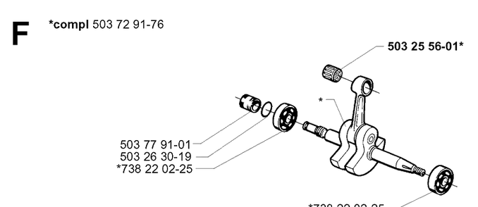 Crankshaft Diagram and Parts List for 19994500001-20014000000 Husqvarna Chainsaw