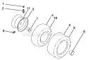Wheels And Tires Diagram and Parts List for 96043006100 Husqvarna Lawn Tractor