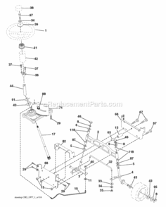 Steering Diagram and Parts List for 2012-08 Husqvarna Lawn Tractor