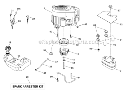 Engine Diagram and Parts List for 96043015000 Husqvarna Lawn Tractor