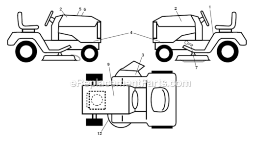 Decals Diagram and Parts List for 96043015000 Husqvarna Lawn Tractor