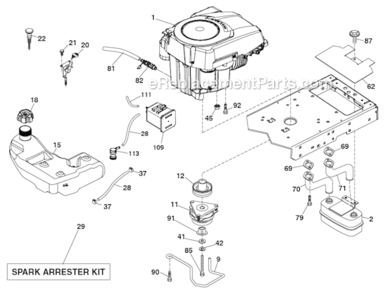 Engine Diagram and Parts List for 96045003600 Husqvarna Lawn Tractor