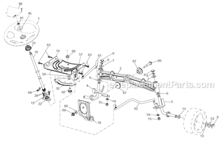Steering_Assembly Diagram and Parts List for 96045003600 Husqvarna Lawn Tractor