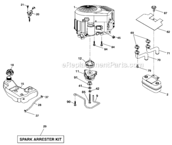 Engine Diagram and Parts List for 96043011103 Husqvarna Lawn Tractor