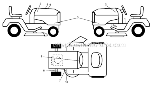 Decals Diagram and Parts List for 96043011103 Husqvarna Lawn Tractor