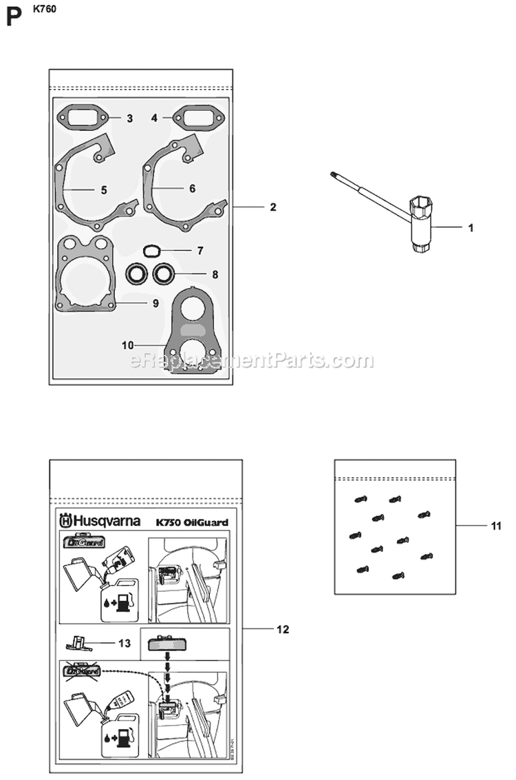 Page O Diagram and Parts List for  Husqvarna Concrete Saw