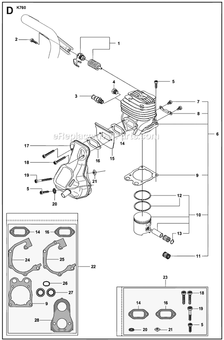 Page D Diagram and Parts List for  Husqvarna Concrete Saw