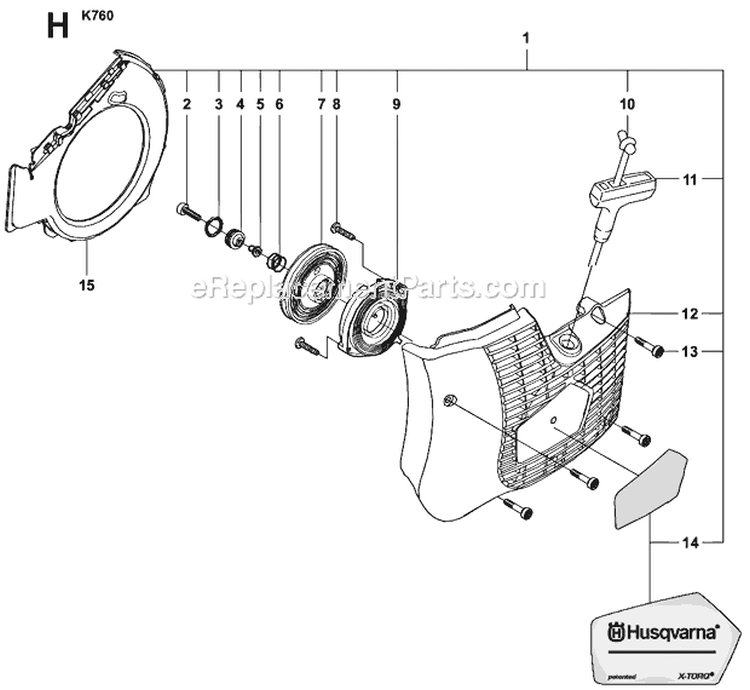 Page H Diagram and Parts List for  Husqvarna Concrete Saw