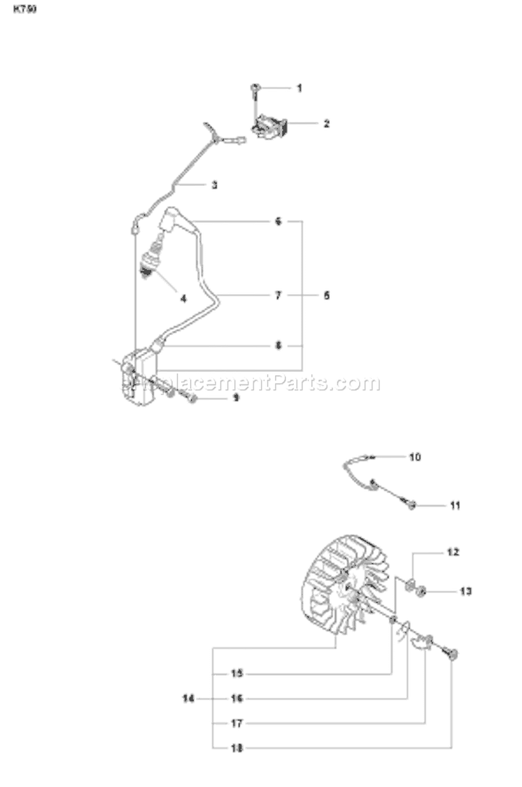 Page M Diagram and Parts List for K 750 2007-01 Husqvarna Concrete Saw
