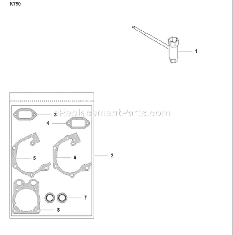 Page D Diagram and Parts List for K 750 2007-01 Husqvarna Concrete Saw