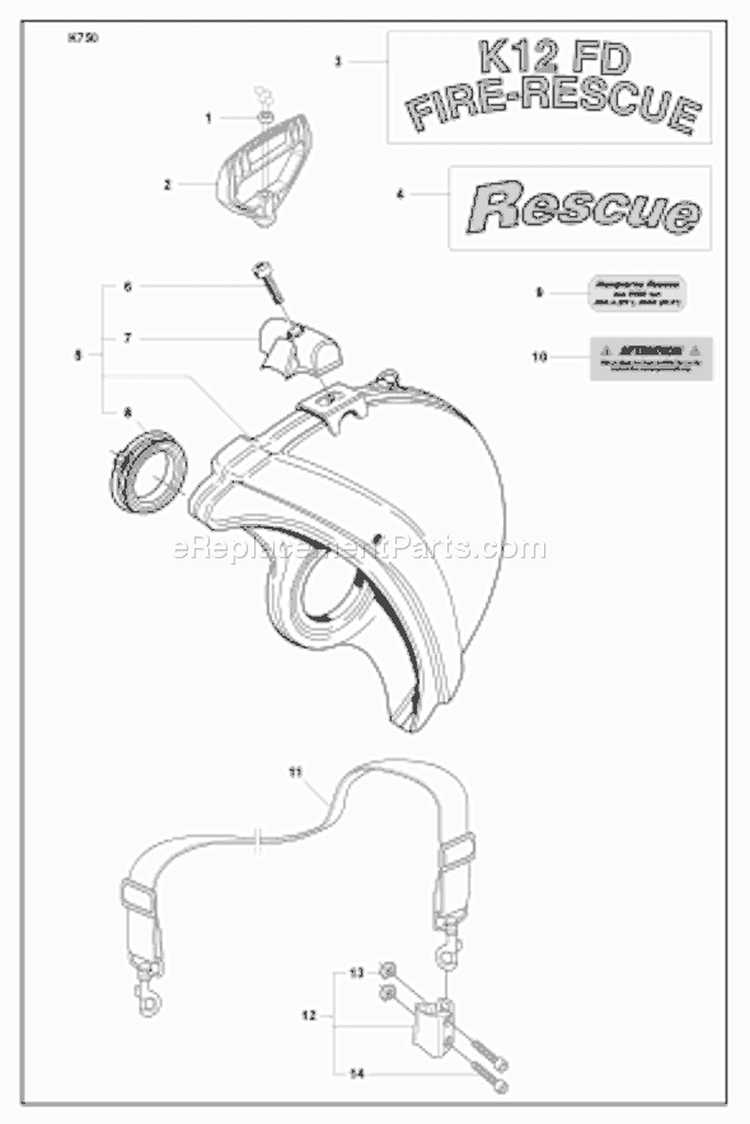 Page O Diagram and Parts List for K 750 2007-07 Husqvarna Concrete Saw