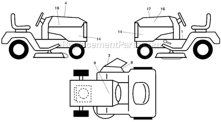Decals Diagram and Parts List for 96043007400 Husqvarna Lawn Tractor