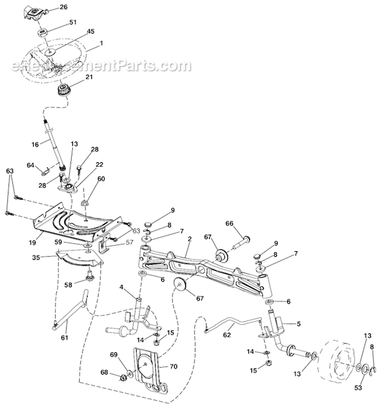 Page H Diagram and Parts List for 96045001502 Husqvarna Lawn Tractor