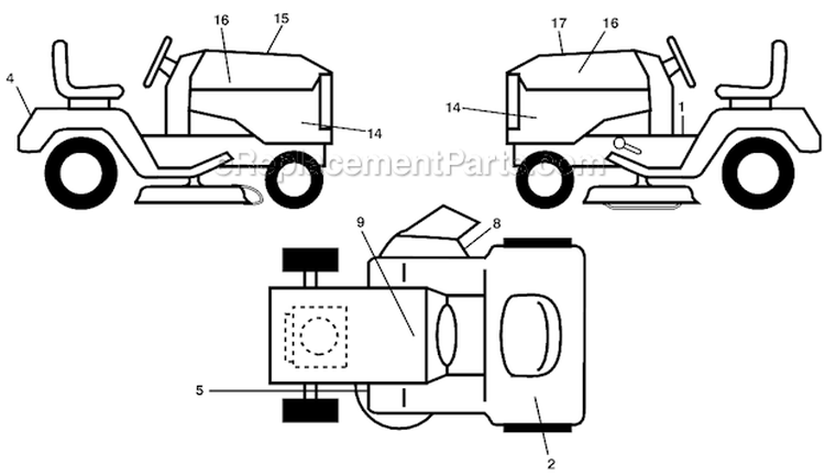Decals Diagram and Parts List for 96045001504 Husqvarna Lawn Tractor