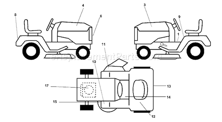 Page B Diagram and Parts List for LTH  954830061A -1996-01 Husqvarna Lawn Tractor