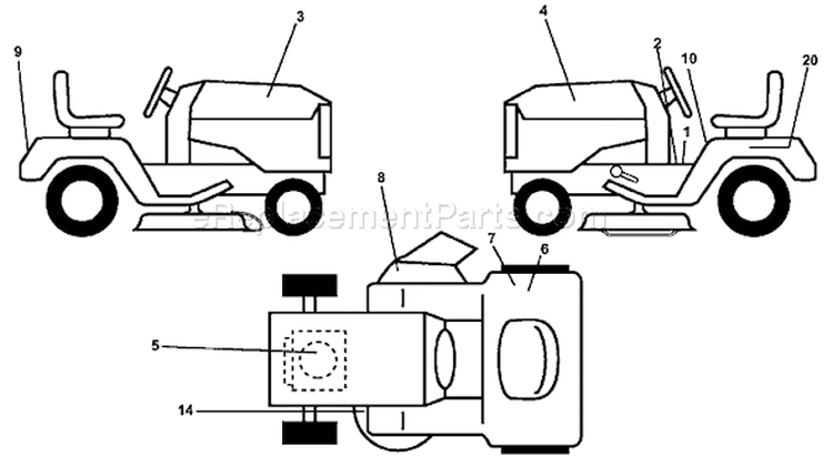 Page B Diagram and Parts List for LT 120 954140002A -1996-12 Husqvarna Lawn Tractor