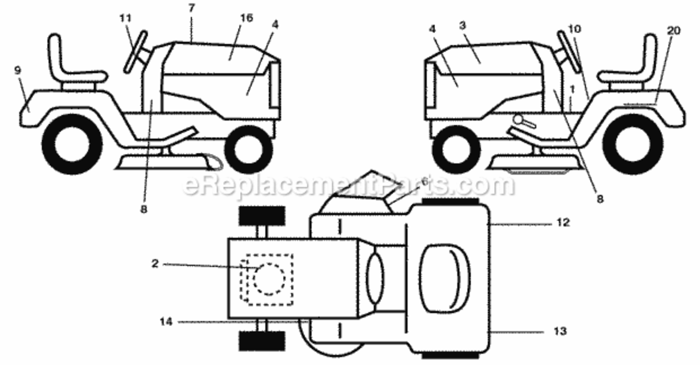 Page B Diagram and Parts List for 96042003600 2008-04 Husqvarna Lawn Tractor