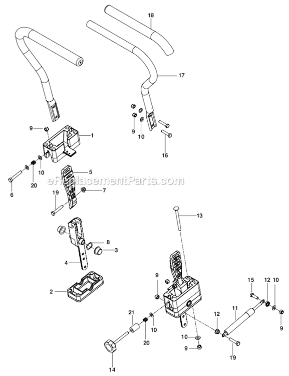 Steering Diagram and Parts List for  Husqvarna Lawn Mower