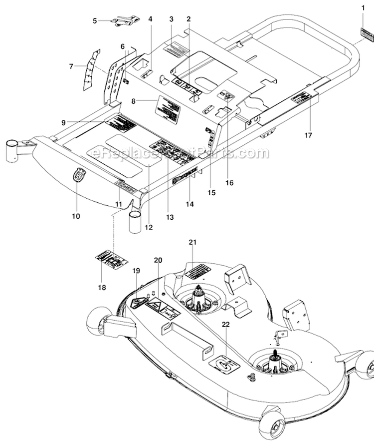 Decals Diagram and Parts List for  Husqvarna Lawn Mower