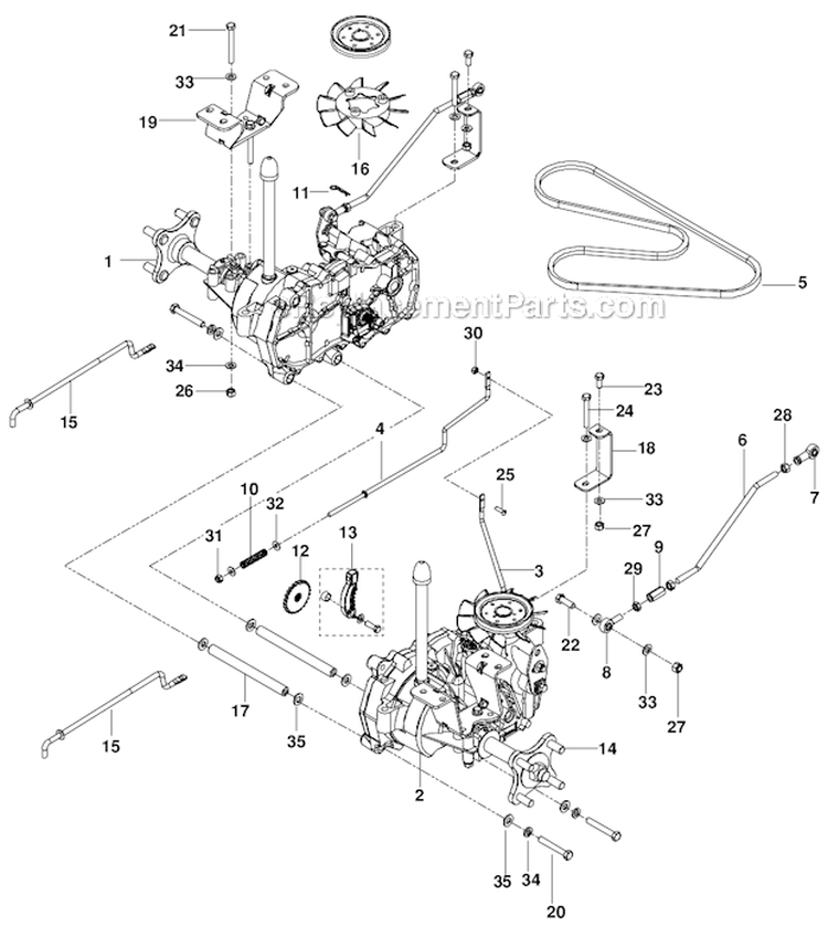 Hydraulic Pump  Motor Diagram and Parts List for  Husqvarna Lawn Mower