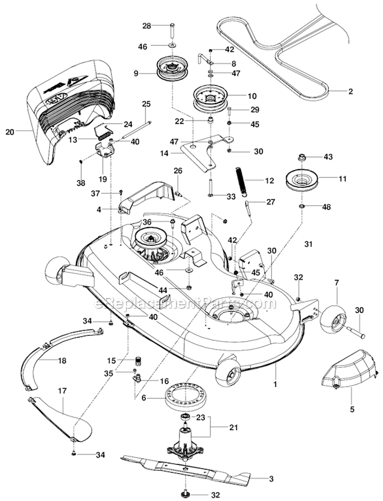 Mower Deck  Cutting Deck Diagram and Parts List for  Husqvarna Lawn Mower