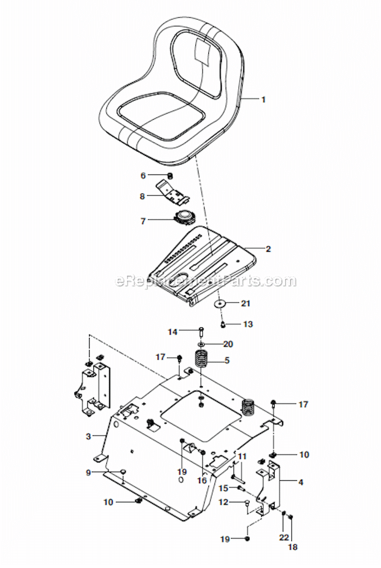 Seat Diagram and Parts List for  Husqvarna Lawn Mower