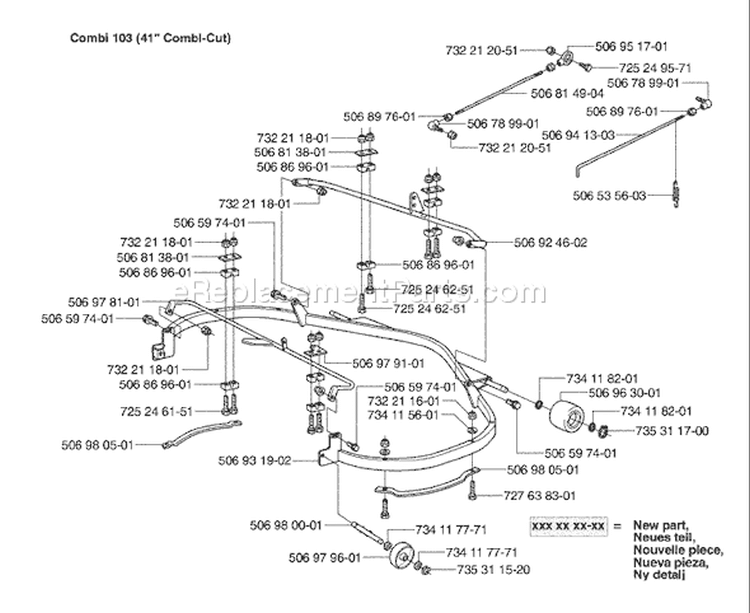 Page F Diagram and Parts List for Rider  2003-01 Husqvarna Lawn Tractor