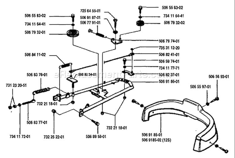 Page D Diagram and Parts List for Rider  12 1993-05 Husqvarna Lawn Tractor