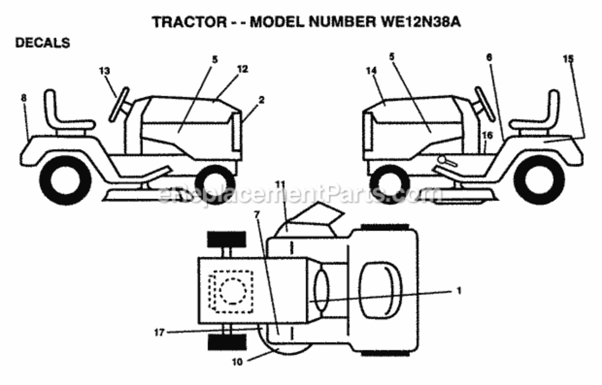 Page C Diagram and Parts List for 1999 And Before Husqvarna Lawn Tractor