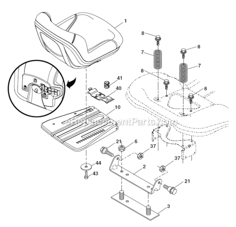 Seat_Assembly Diagram and Parts List for 96043015000 Husqvarna Lawn Tractor