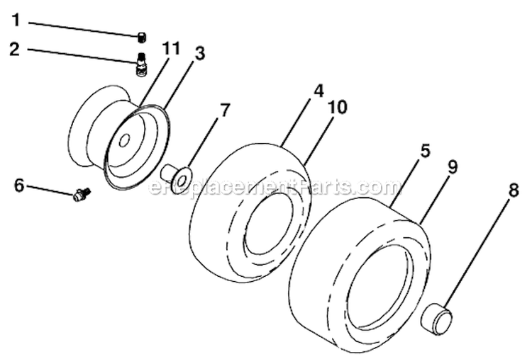 Wheels And Tires Diagram and Parts List for  Husqvarna Lawn Tractor