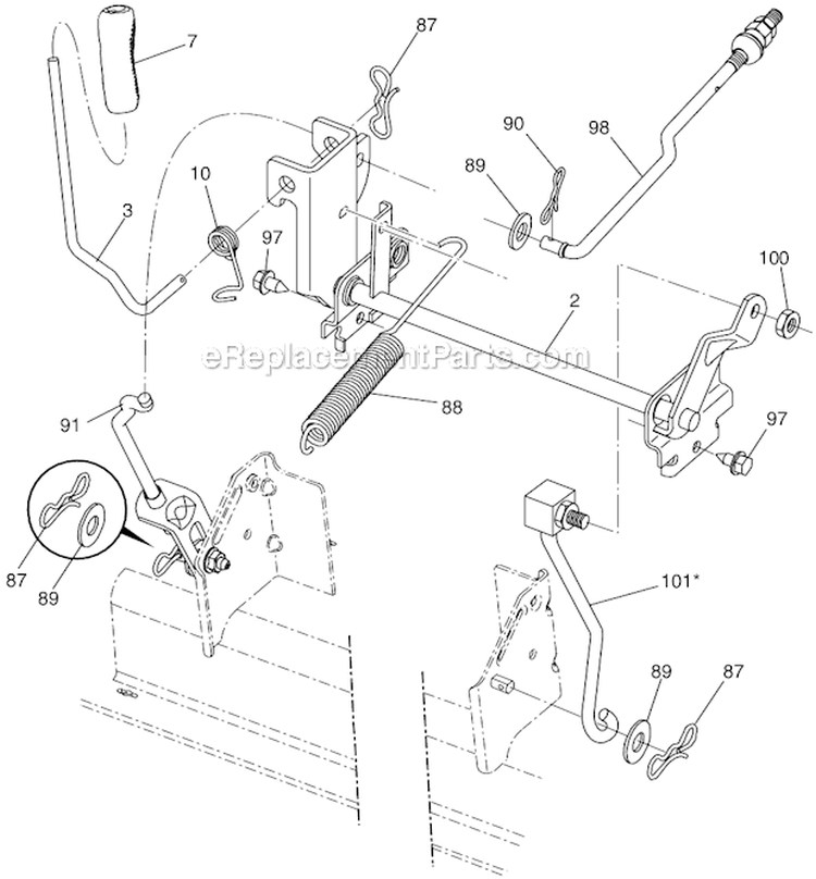 Mower Lift Diagram and Parts List for  Husqvarna Lawn Tractor
