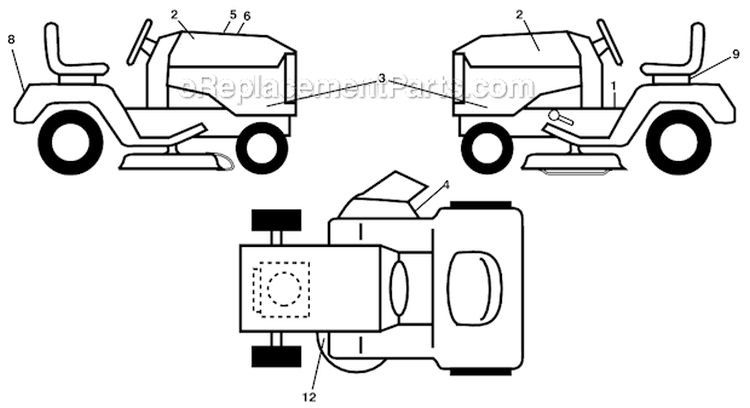 Decals Diagram and Parts List for  Husqvarna Lawn Tractor