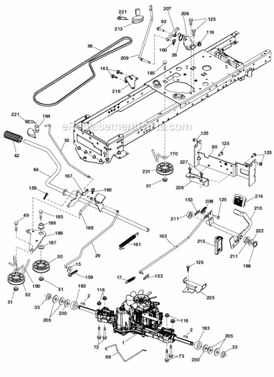 Drive Diagram and Parts List for  Husqvarna Lawn Tractor