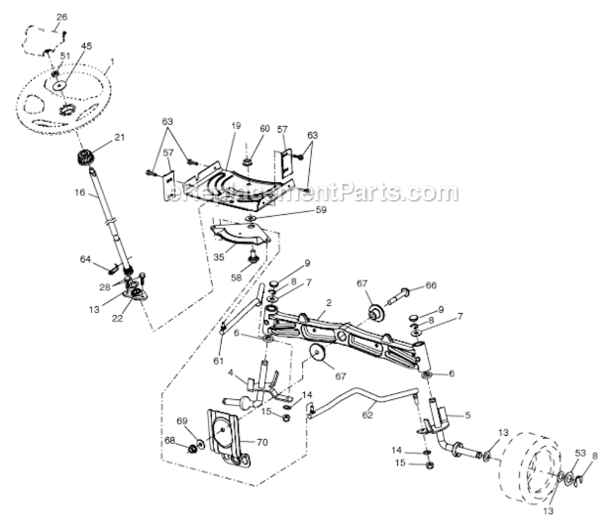 Steering_Assembly Diagram and Parts List for  Husqvarna Lawn Tractor