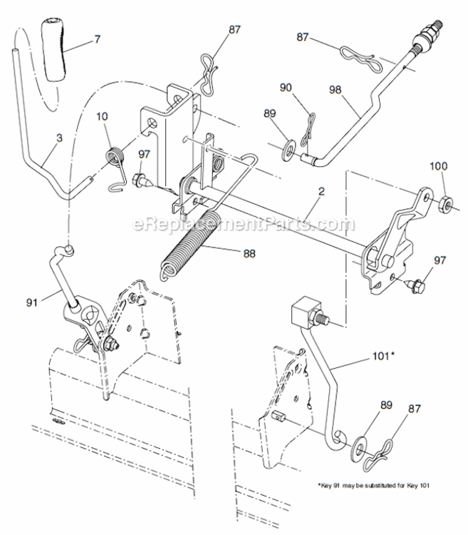 Mower_Lift Diagram and Parts List for  Husqvarna Lawn Tractor