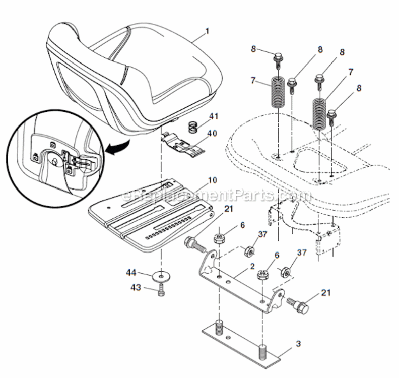 Seat_Assembly Diagram and Parts List for  Husqvarna Lawn Tractor