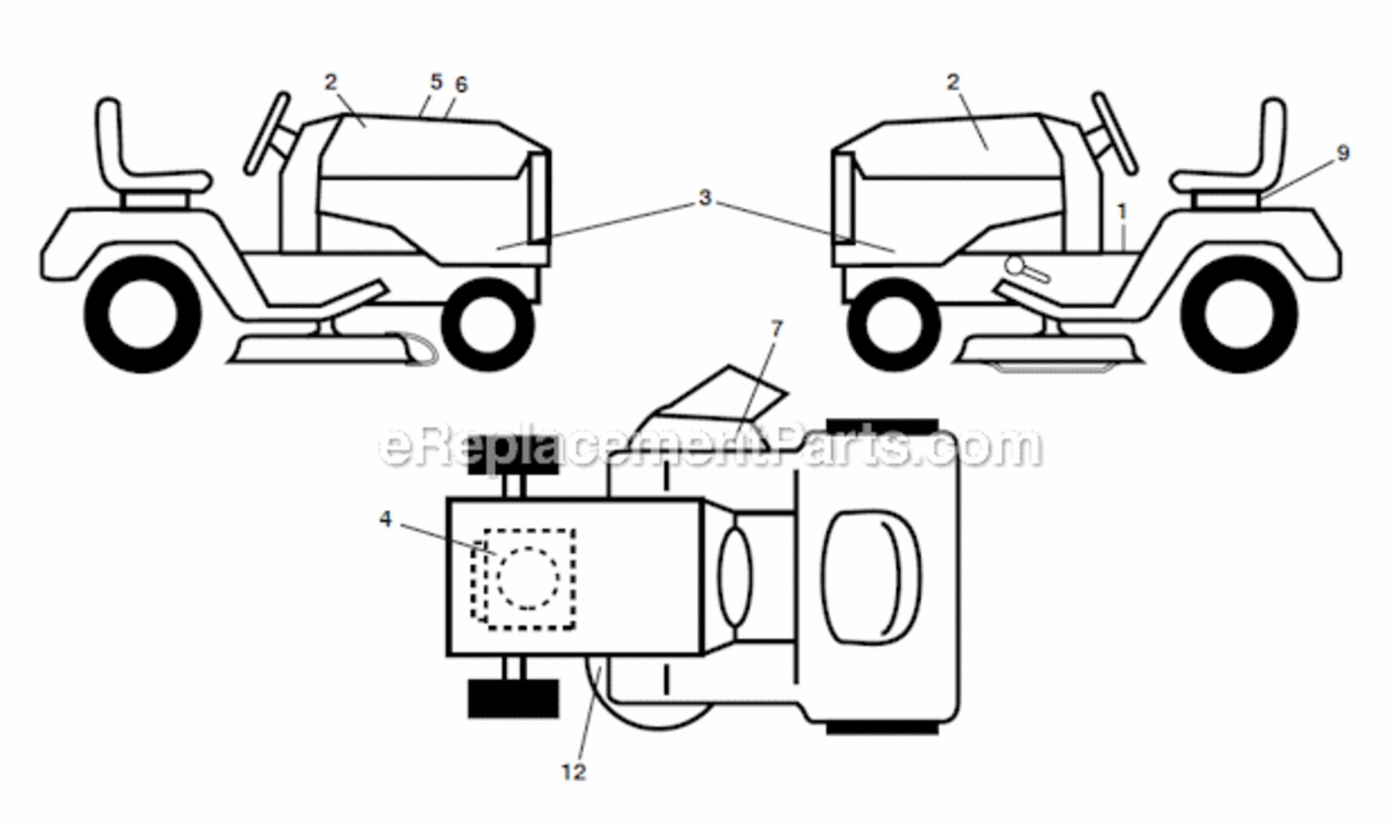 Decals Diagram and Parts List for  Husqvarna Lawn Tractor