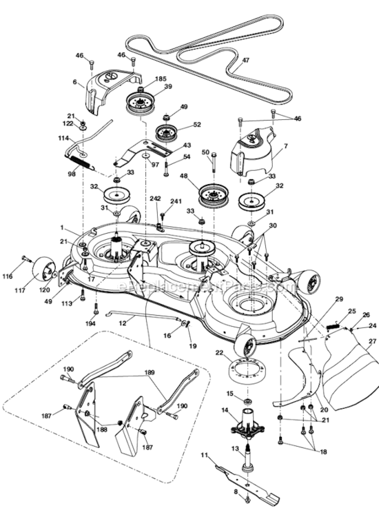 Mower_Deck Diagram and Parts List for 96045003600 Husqvarna Lawn Tractor
