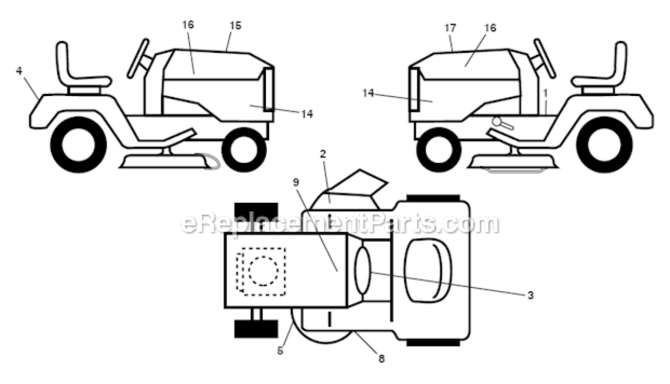 Decals Diagram and Parts List for 96045003600 Husqvarna Lawn Tractor