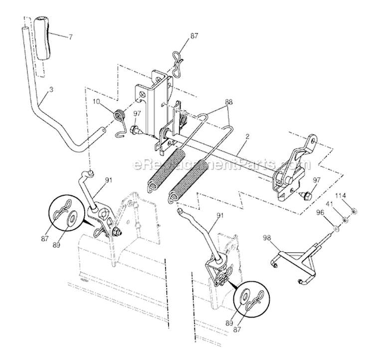 Mower Lift Lever Diagram and Parts List for 2012-10 - 96048001400 Husqvarna Lawn Tractor
