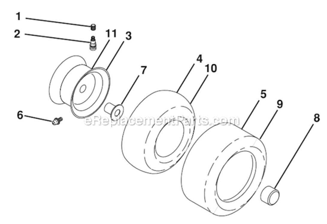 Wheels_And_Tires Diagram and Parts List for 96043011103 Husqvarna Lawn Tractor