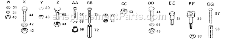 Page F Diagram and Parts List for YT 120 1990-01 Husqvarna Lawn Tractor