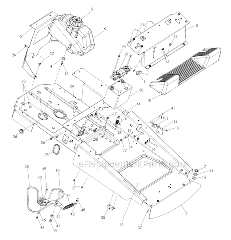 ChassisFrame For Units Before 0752Xxxxx Diagram and Parts List for 2012-07 - 968999512 Husqvarna Lawn Tractor