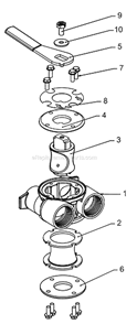 Bypass Valve Assembly (Brass) Diagram and Parts List for Downflow Hydrotech Water Softener