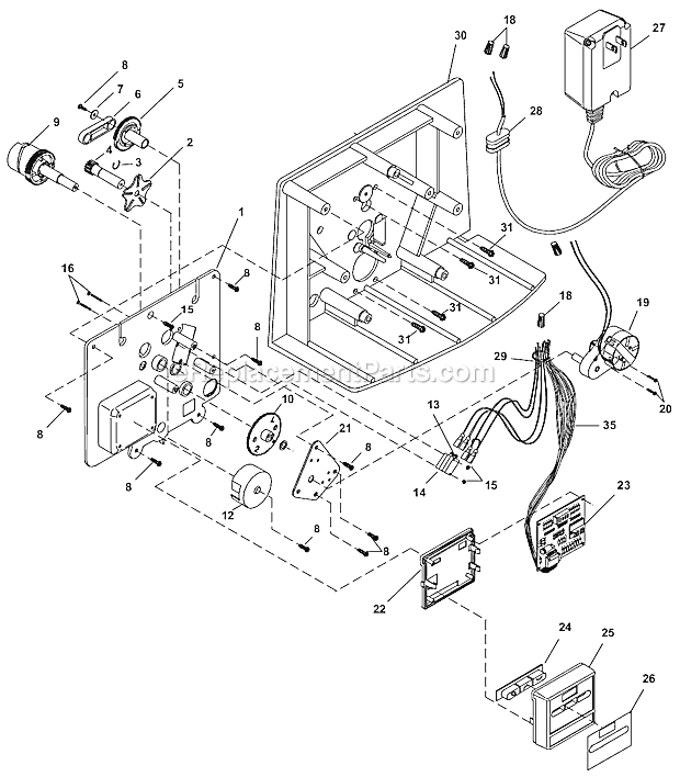 Valve Powerhead Diagram and Parts List for  Hydrotech Water Softener