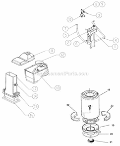 Down Chute - Water System Diagram and Parts List for  Ice-O-Matic Ice Maker