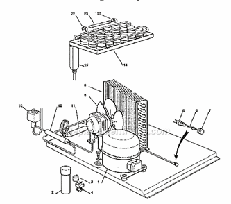 Refrigeration System Diagram and Parts List for  Ice-O-Matic Ice Maker