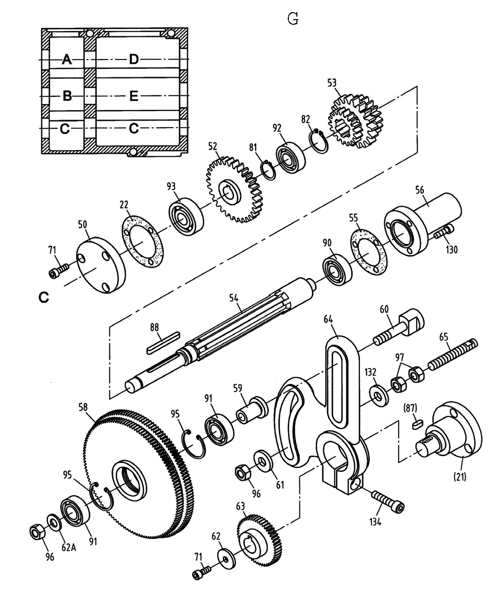 Fig-7 Diagram and Parts List for  Jet Lathe