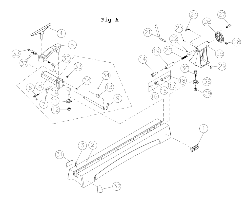Fig-1 Diagram and Parts List for 719400 Jet Lathe